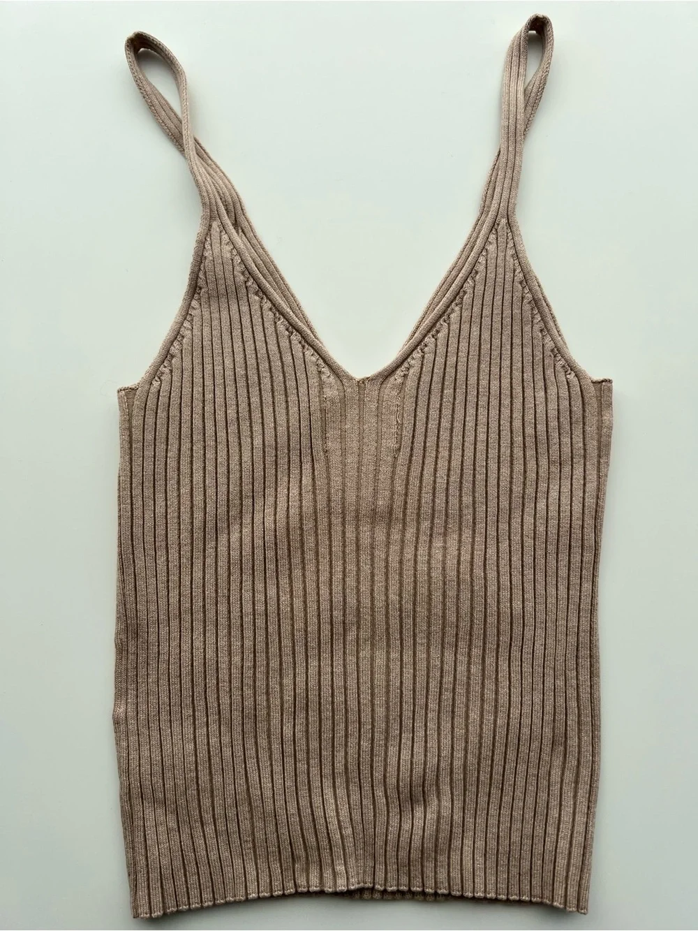 H&M Ribbed V-Neck Cami - Taupe - Picture 3 of 4